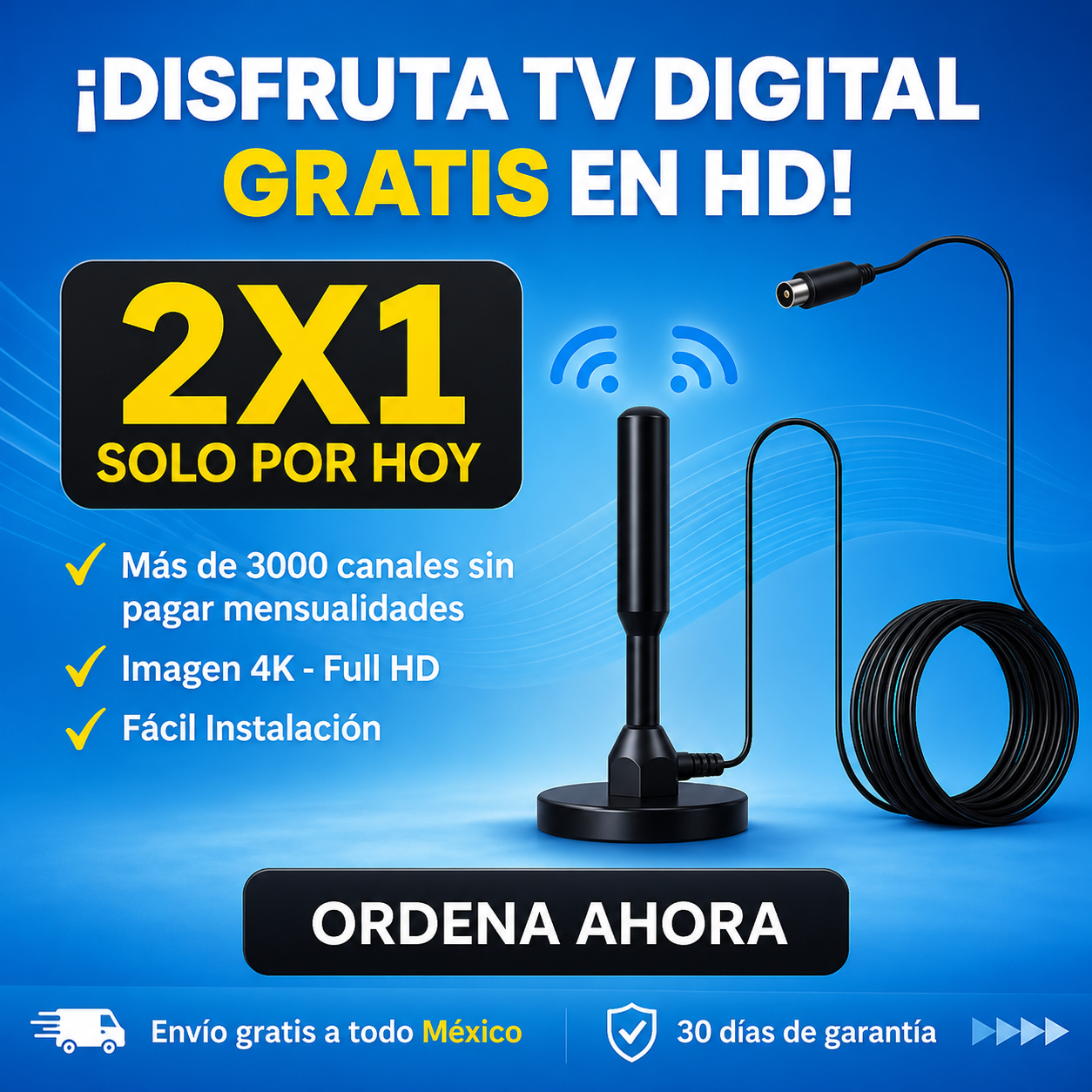 2x1 Antena HD VisionMax™ +3000 Canales Sin Mensualidades [ÚLTIMAS UNIDADES]